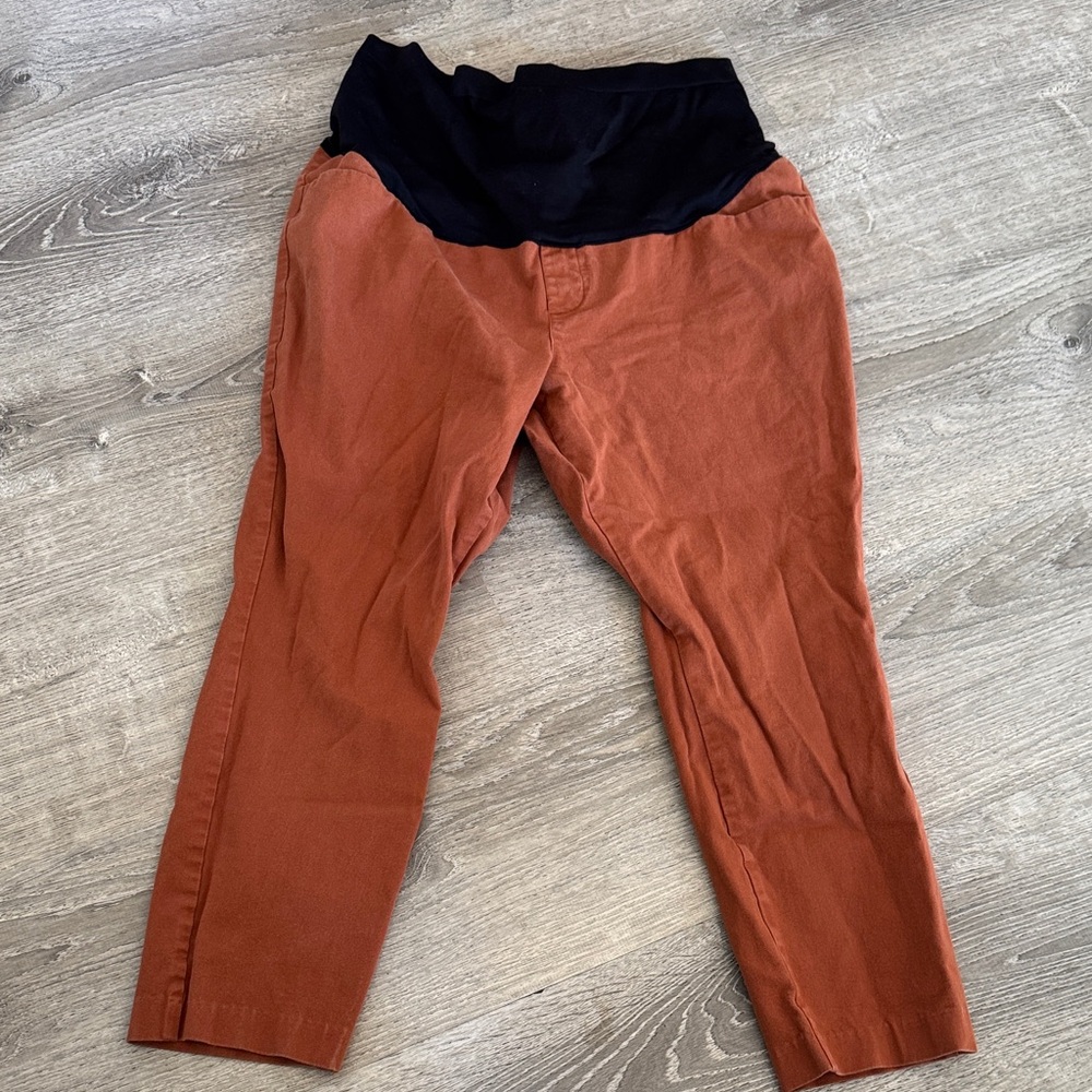 Old Navy Rust Orange Straight-Leg Pull-On Pants with pixie maternity
